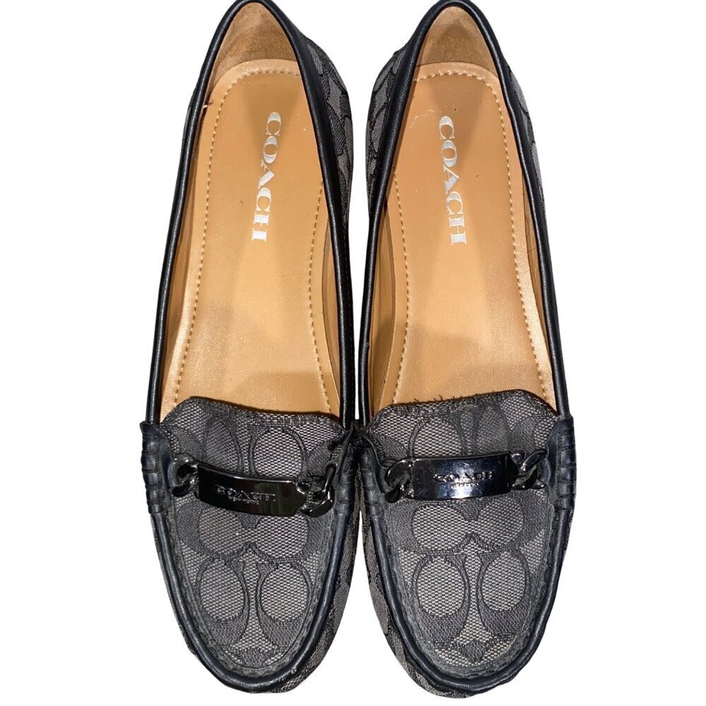 Coach Black and Gray Signature Canvas Loafers